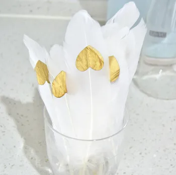 

100sets White Gold Feathers DIY Pull Flower Hanging Flag Natural Feather Plumes for Wedding Party Decoration