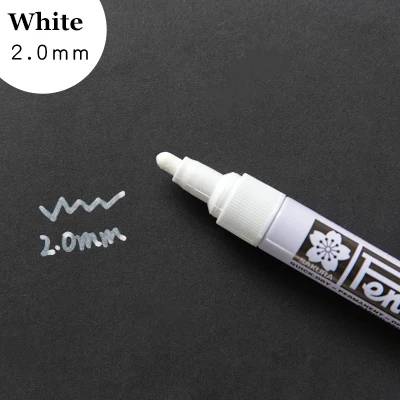 LifeMaster Sakura paint Marker Pen-Touch золото/серебро/белый 0,7 мм/1 мм/2 мм маркировка на любой вещи стекло/ткань/Металл DIY дизайн поставки - Цвет: 2mm White