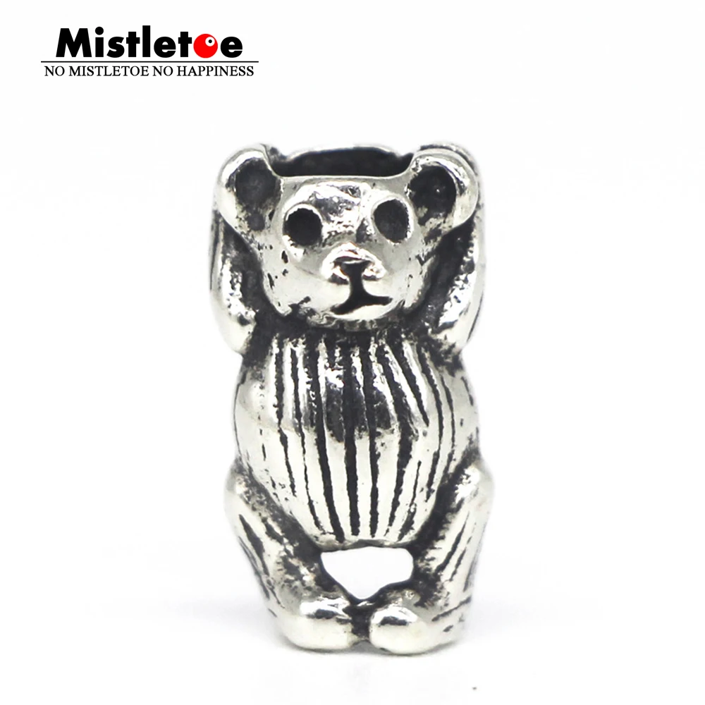 

Mistletoe Genuine 925 Sterling Silver Hugging Bear Charm Bead Fit European Troll 3.0mm Bracelet Jewelry