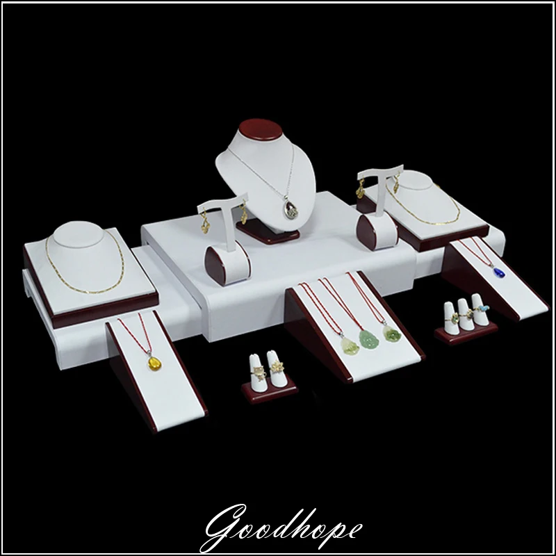 Lots 13 Pcs Red Painted Wooden Display Set Showcase Counter Top