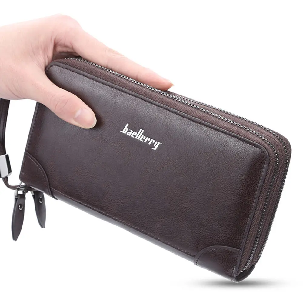 

Luxury Wallets With Coin Pocket Multifunction Card Purse for Men Clutch Business Male Wallet Double Zipper Vintage Wallet