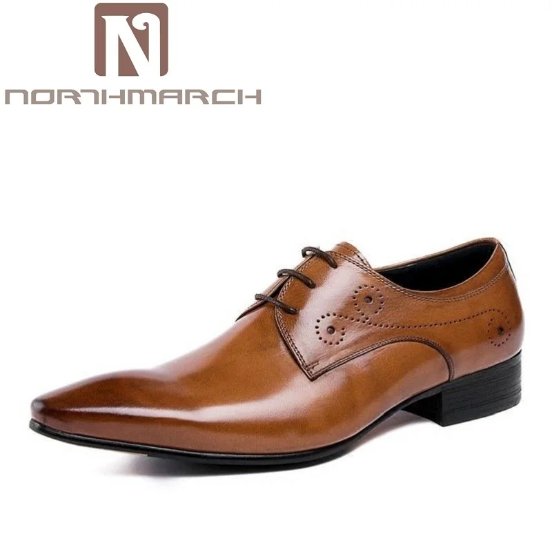 

NORTHMARCH Genuine Leather Men Shoes England Style Black Brown Wedding Casual Male Shoes Pointed Toe Formal Calzado Hombre Cuero