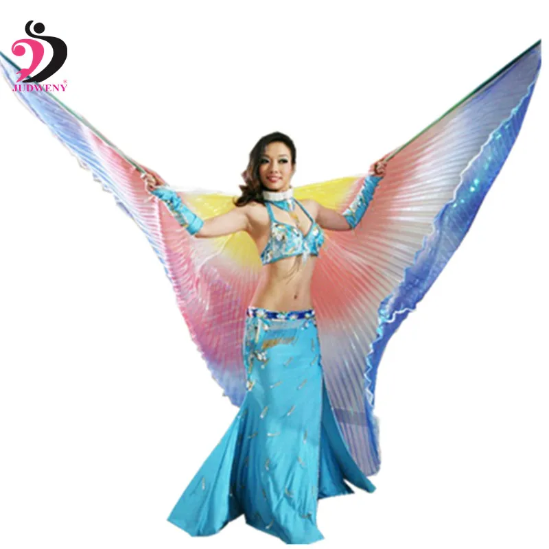 

Butterfly Wings with Sticks Bag Baju Belly Dance Isis Wings Colorful Oriental Design Rainbow Color Girls Adults
