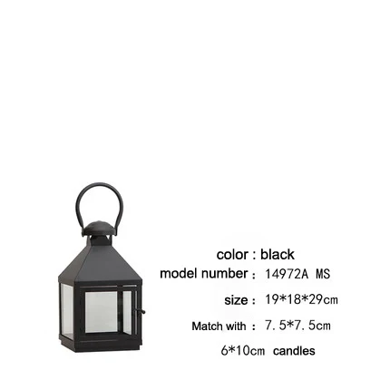 Высокий большой размер металлический подсвечник декоративная свеча держатели Железный стеклянный подсвечник Свеча фонарь для дома Свадебные украшения - Цвет: Black 29cm