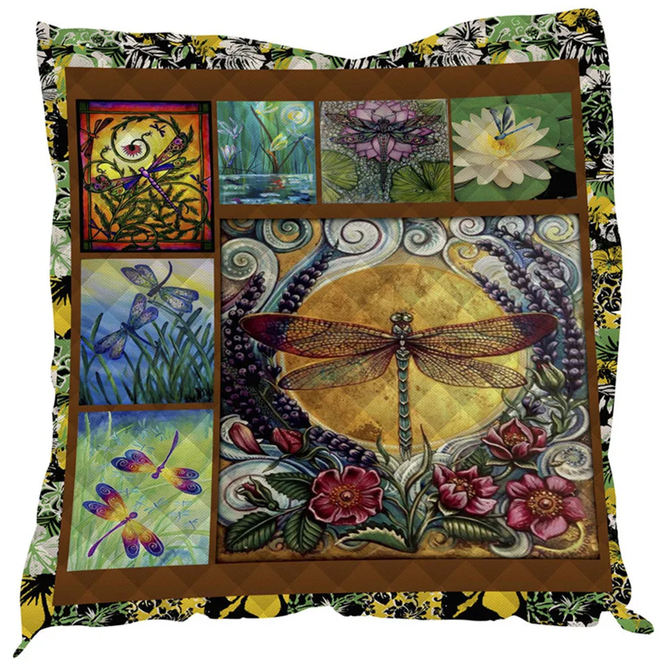 

SOFTBATFY Dragonfly Print All Season Quilt For Kids Adult Bed Soft Warm Blanket Quilt Dropshipping