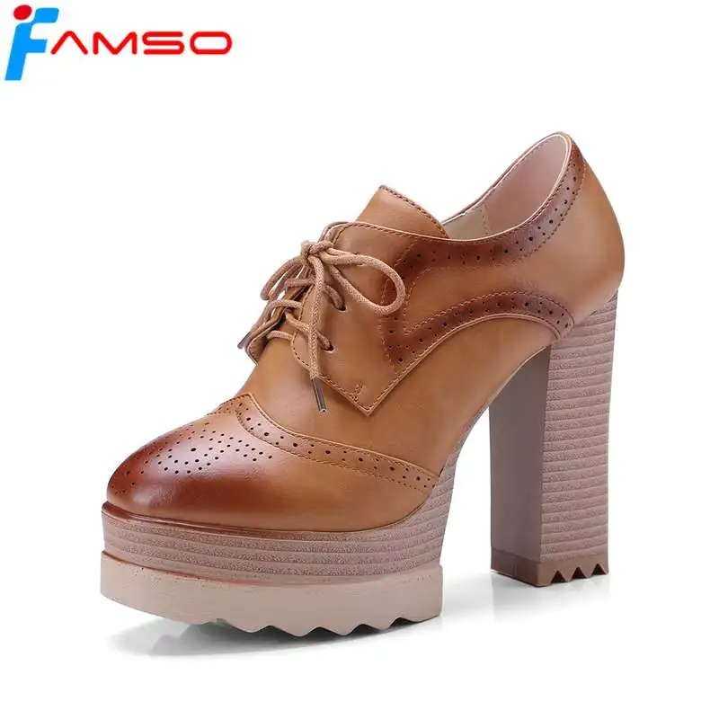 

FAMSO 2017 New Arrival Spring Shoes 4Colors Lace-up High Heels Euro Party Ankle Shoes Platforms Female Gladiator Pumps Shoe