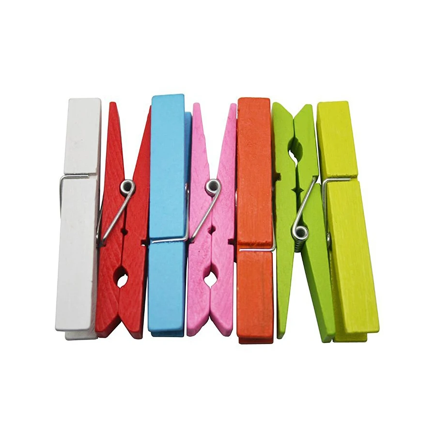SZS Hot 40x Coloured Wooden Clothes Pegs Pins Clothespins 2.9 Inch