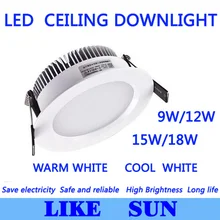 Новейшие светодиодные встраиваемые потолочные светильники 9 Вт 12 Вт 15 Вт 18 Вт затемняемые светодиодные потолочные лампы 150 угол AC 110-240 В