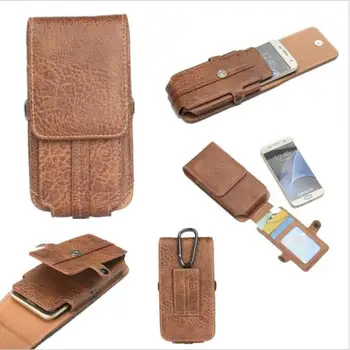

FSSOBOTLUN For BQ Aquaris X5 Plus Case Stone pattern pu Leather Men phone Waist Bag Clip Belt Pouch Phone Holster Cover