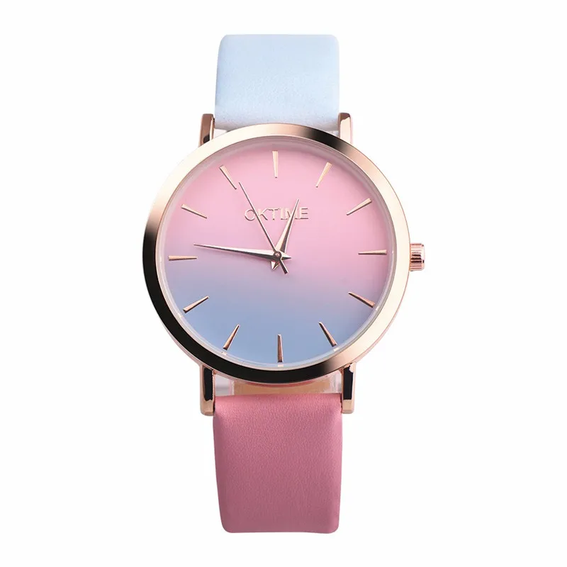 Градиентный цвет женские часы Ретро, дизайн радуги ремень женские часы Аналоговые сплав кварцевые наручные часы повседневные часы Reloj Mujer# W