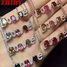 Женское ожерелье с кулоном из натурального турмалина и драгоценного камня, ювелирные изделия с надписью LOVE, 925 пробы, серебро