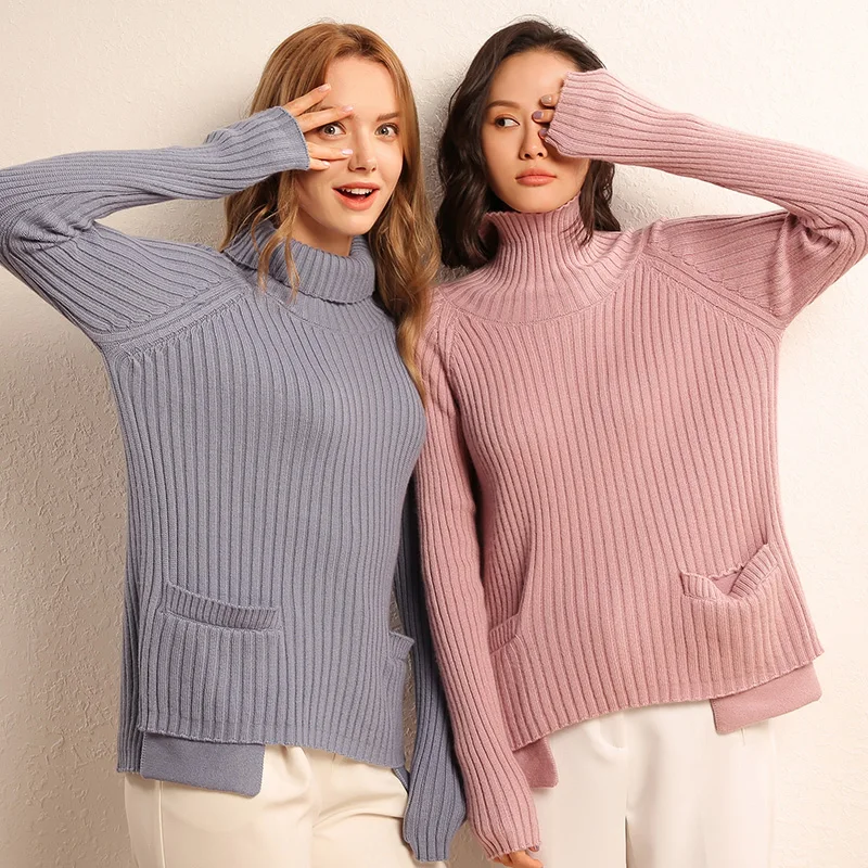 adohon 2018 womens winter Cashmere sweaters and auntmun women knitted Pullovers Turtleneck High Quality Warm Female Solid