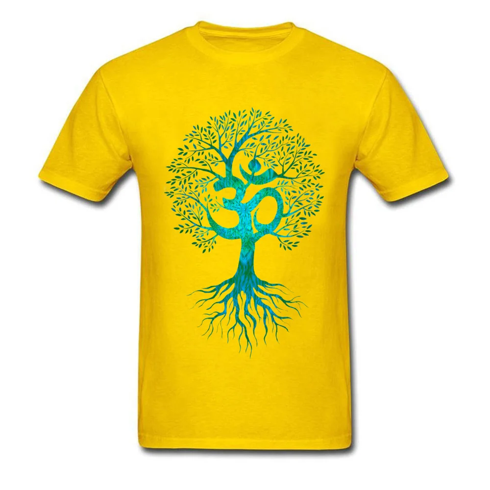 Мужская футболка Om Tree Of Life, черная футболка, европейские топы, футболки, хлопковая ткань, облегающая одежда на День Благодарения, подарок на день рождения - Цвет: Цвет: желтый