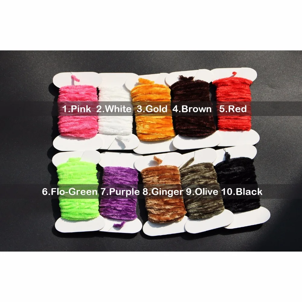 10 Colors Worms Rayon Yarn Tinsel Chenille Floss Thread Nymph Fly Tying Material