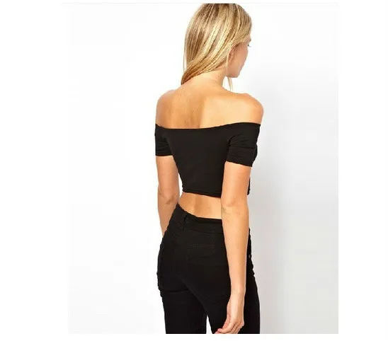 Женский короткий топ с открытыми плечами черный и белый|harajuku crop top|crop topcrop top black |
