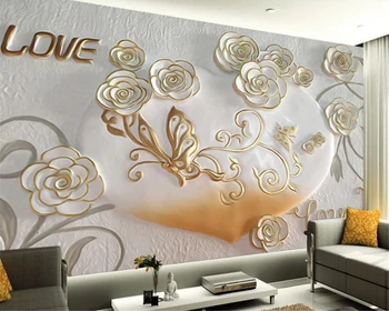 

beibehang Modern minimalist personality wallpaper three-dimensional relief rose butterfly TV background wall papers home decor