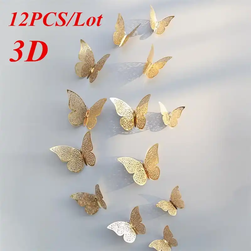 12 Uds Calcomanias Artisticas De Pvc 3d Calado Mariposa
