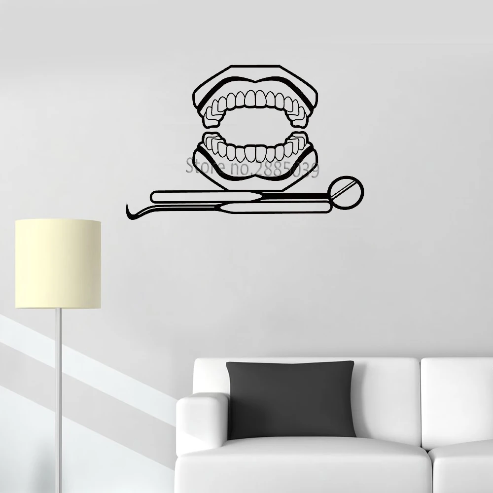 Dentist Logo Wall Stickers Dental Care Vinyl Wall Decor Art Murals