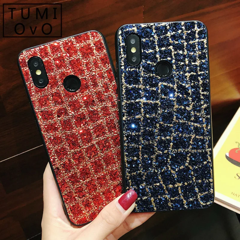 

Fashion Bling Glitter Powder Grid Case For Xiaomi Mi A1 A2 Lite 8 SE Redmi Note 4 4X 4A 5 Plus 5A Prime 6A 6 Pro S2 Cover