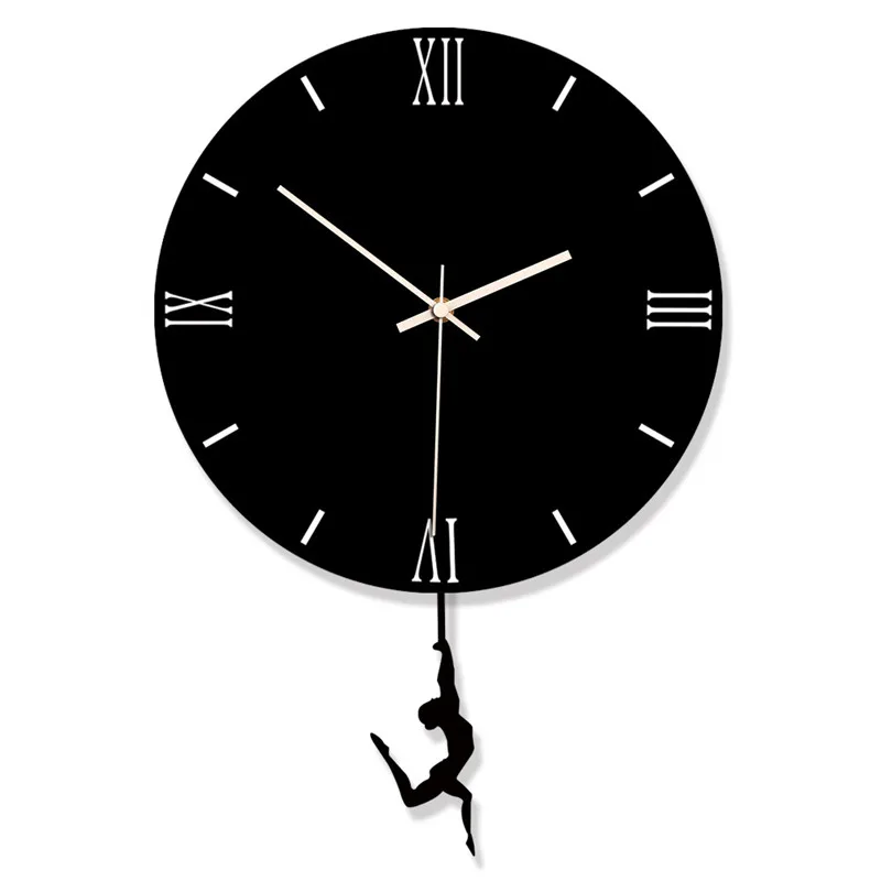 2019 new best selling acrylic swing wall clock Creative home black and white decorative clocks wall hangings