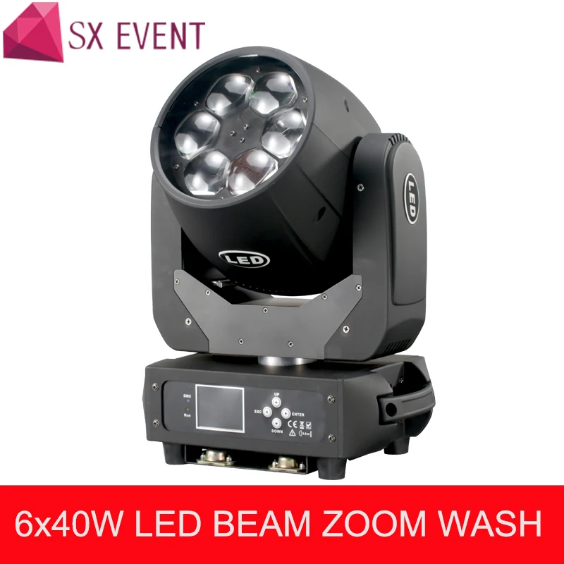 6x40 W Bee Eyes Moving Head Light RGBW 4in1 LED Wash Zoom Moving Head DMX Channel Stage Light para DJ Disco Nightclub 2PCS/lot