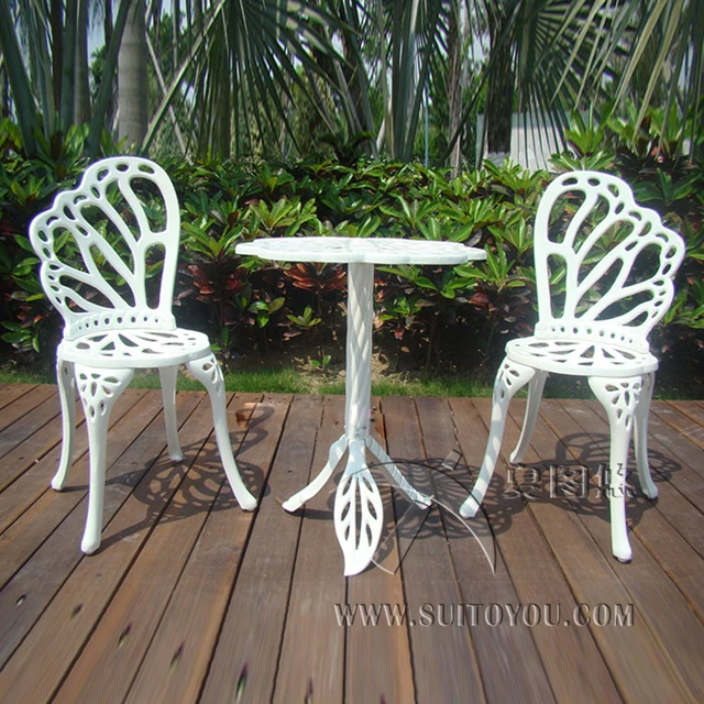 3 Piece Hot Sale Cast Aluminum Patio Furniture Garden Furniture 3-piece hot sale cast aluminum patio furniture garden furniture Outdoor chairs an table in white color on sale - 3 Piece Hot Sale Cast Aluminum Patio Furniture Garden Furniture