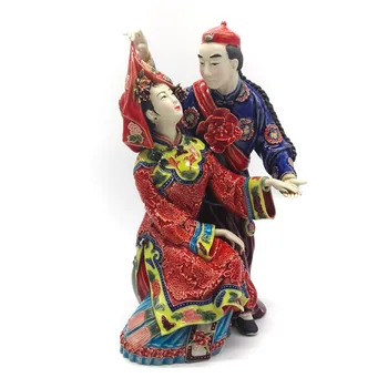 

Collectible Chinese Statues for Wedding Gifts Decorative Porcelain Figurines Couple Dolls Home Decor Sculpture Arts