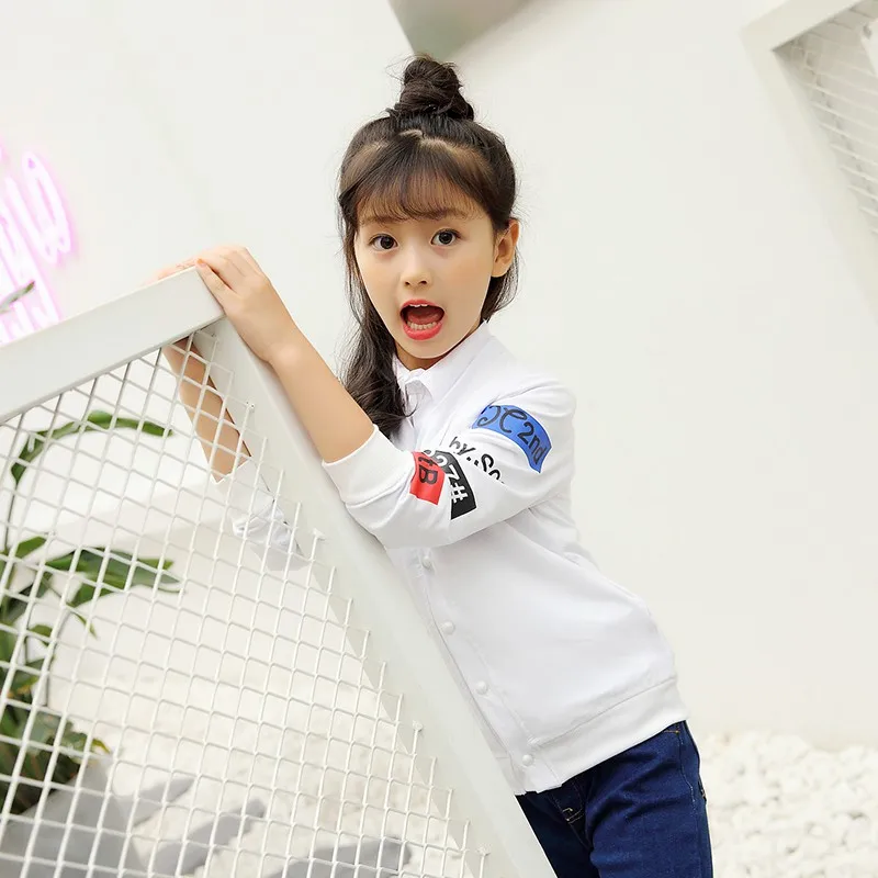 CROAL CHERIE  110-160cm Winter Autumn Sweater Jacket For Kids Girls Fashion Letter Girls Coats Boys Children Clothes Black White (8)