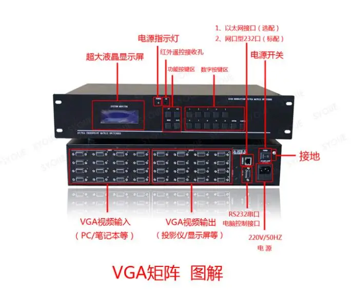 16 вход и 16 Выход VGA матрица swtich 16x16 видео коммутатор RS232 ИК дистанционное управление для автомобиля петля 1080P Поддержка tiled дисплей