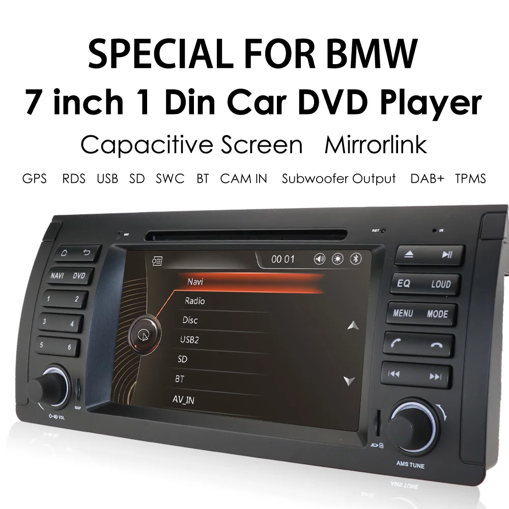 Sale Crazy Promotion Single 1 Din 7 Inch Car DVD Player for BMW E39 5 Series/M5 1997-2003 Wifi 3G Bluetooth DVR RDS USB Canbus 1