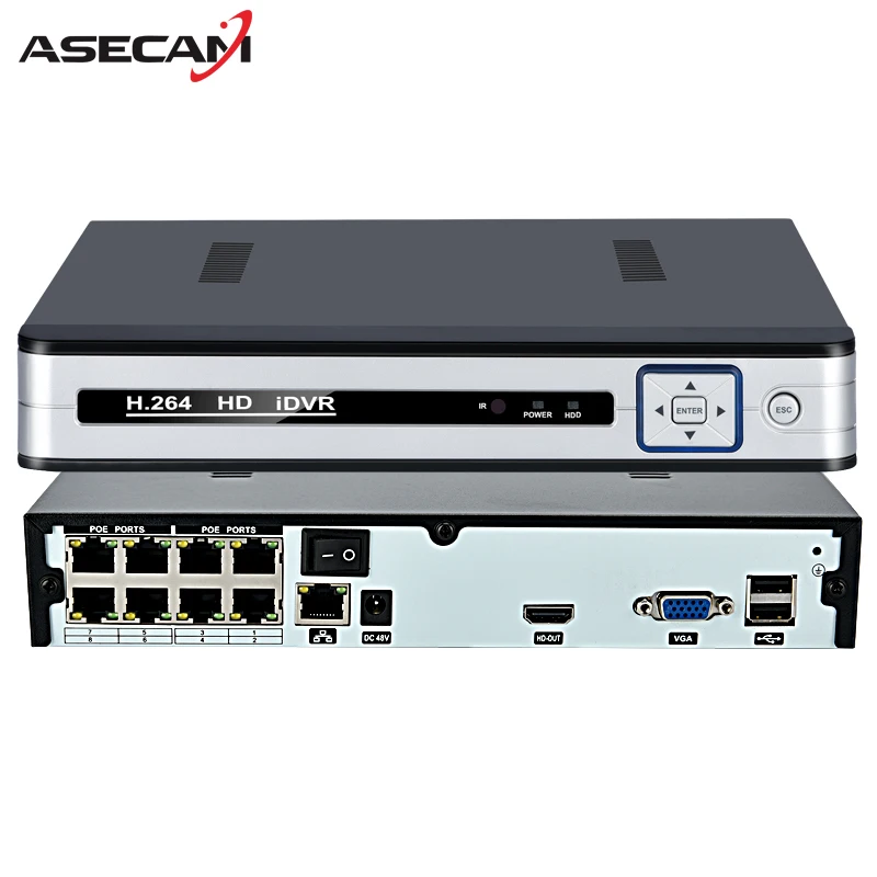 

4CH 8CH Full HD Onvif 1080P 48V Real PoE NVR All-in-one Network Video Recorder for PoE IP Cameras P2P XMeye CCTV System