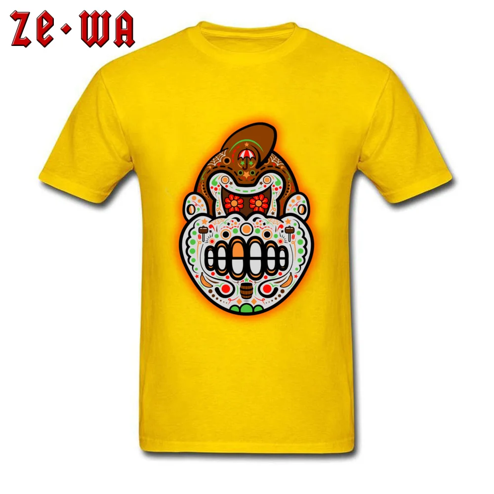 Dia De Los Kongs T-shirts for Men Casual Summer/Autumn Tops & Tees Short Sleeve On Sale Tee Shirts Crew Neck Cotton Fabric Dia De Los Kongs yellow