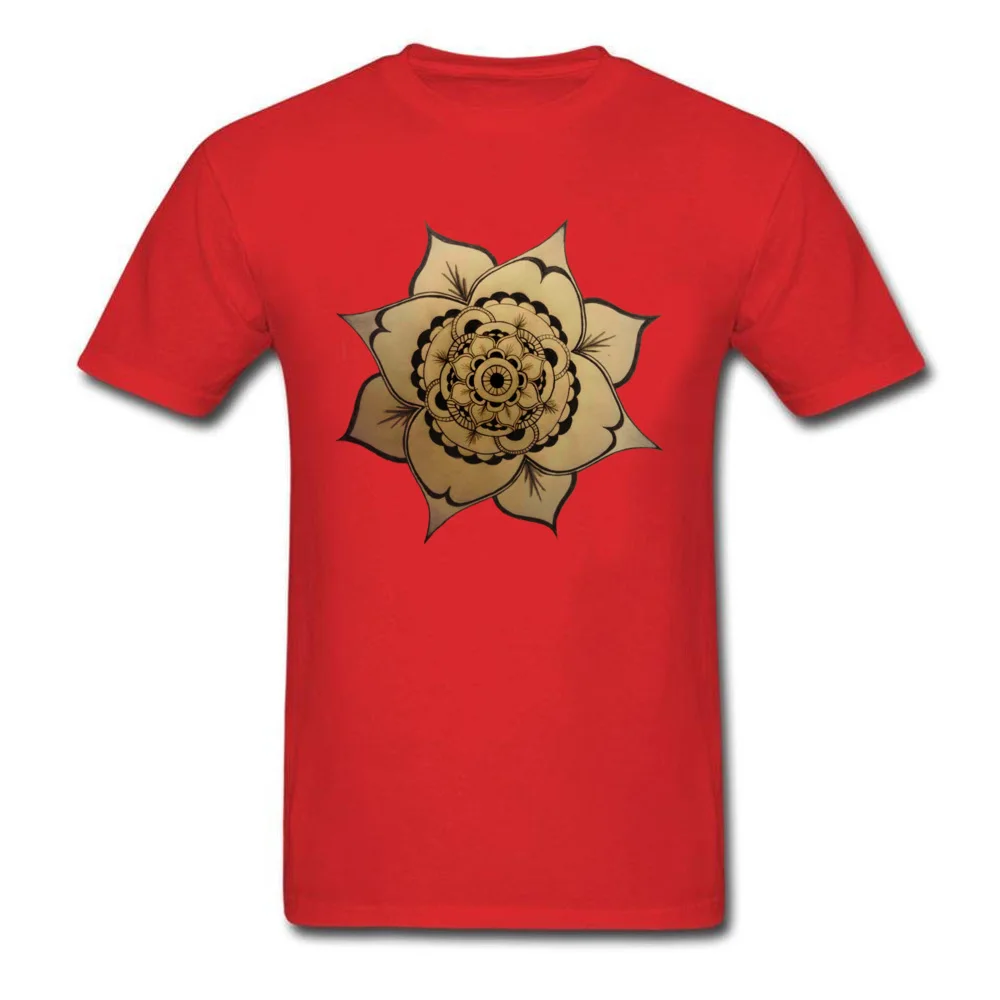 Mandala 100% Cotton Birthday T Shirt Fashion Short Sleeve Men T-shirts Geek Mother Day Tees Round Neck Drop Shipping Mandala red