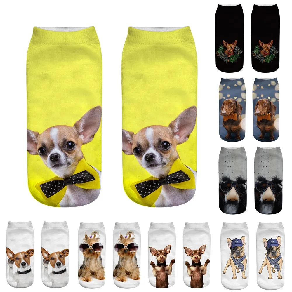 2019 новые модные милые повседневные деловые носки 3D собака печать Средний спортивные носки свободные Корабль T4