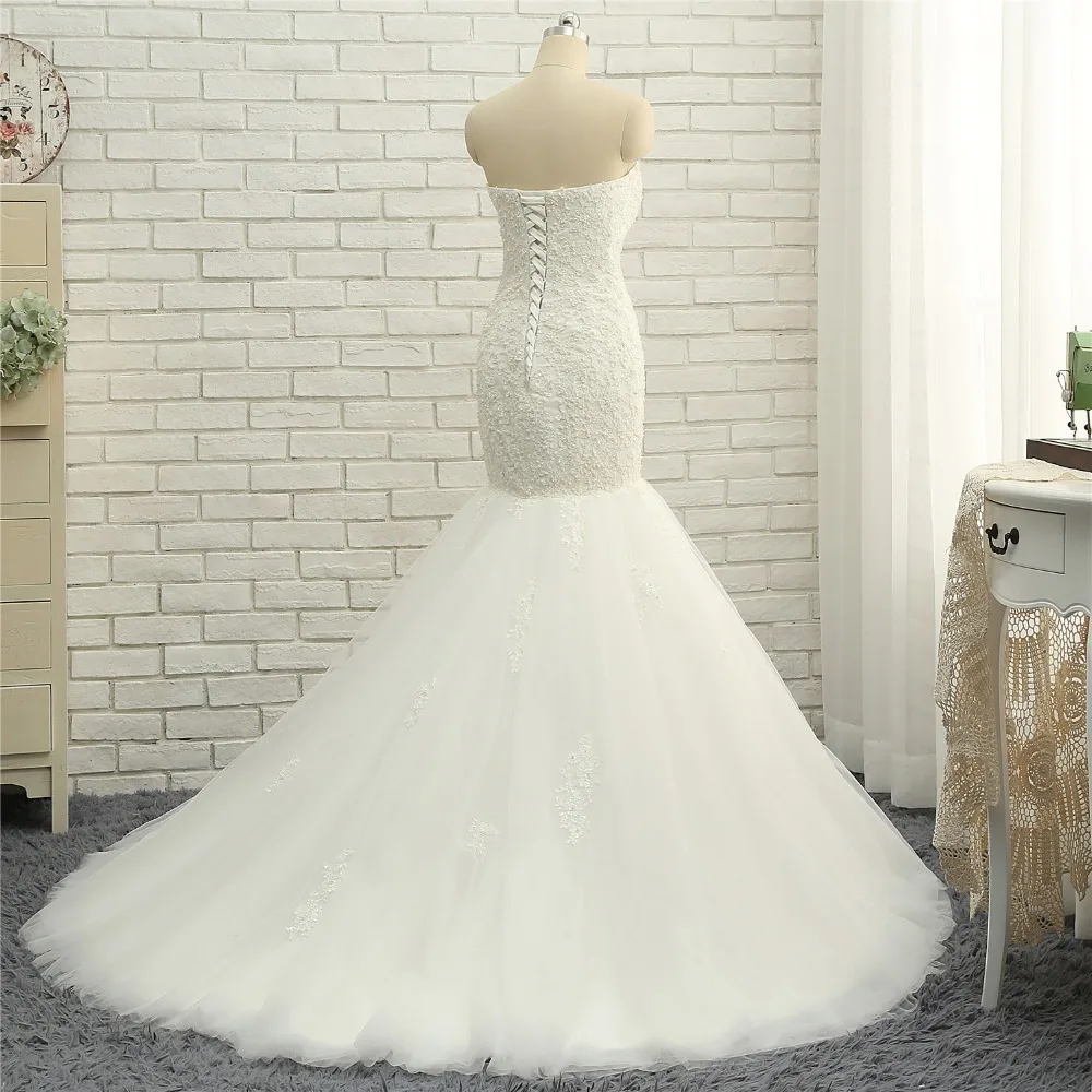 New Arrival Sweetheart Neckline Wedding Dresses Mermaid Style Beaded Lace Bodice Tulle Bride Dress Vestidos De Novia Aliexpress