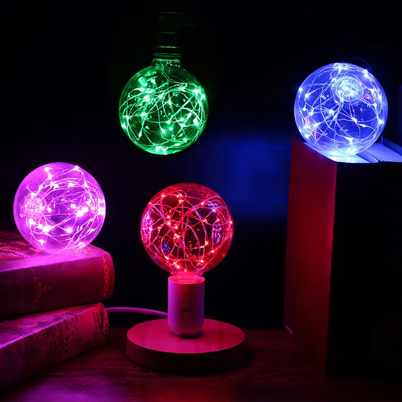Красочные 3D звезда Светодиодная лампа G95 Фея светодиодные лампы E27 AC85V-265V Эдисон лампы строка Ретро Стекло на Рождество Lampara ампулы