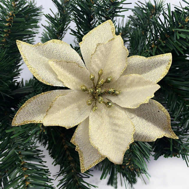 new glitter hollow flower decoration flowers for christmas trees for new year christmas decorations wedding party - Christmas Tree Flower Decorations new glitter hollow flower decoration flowers for christmas trees for new year christmas decorations wedding party - Christmas Tree Flower Decorations