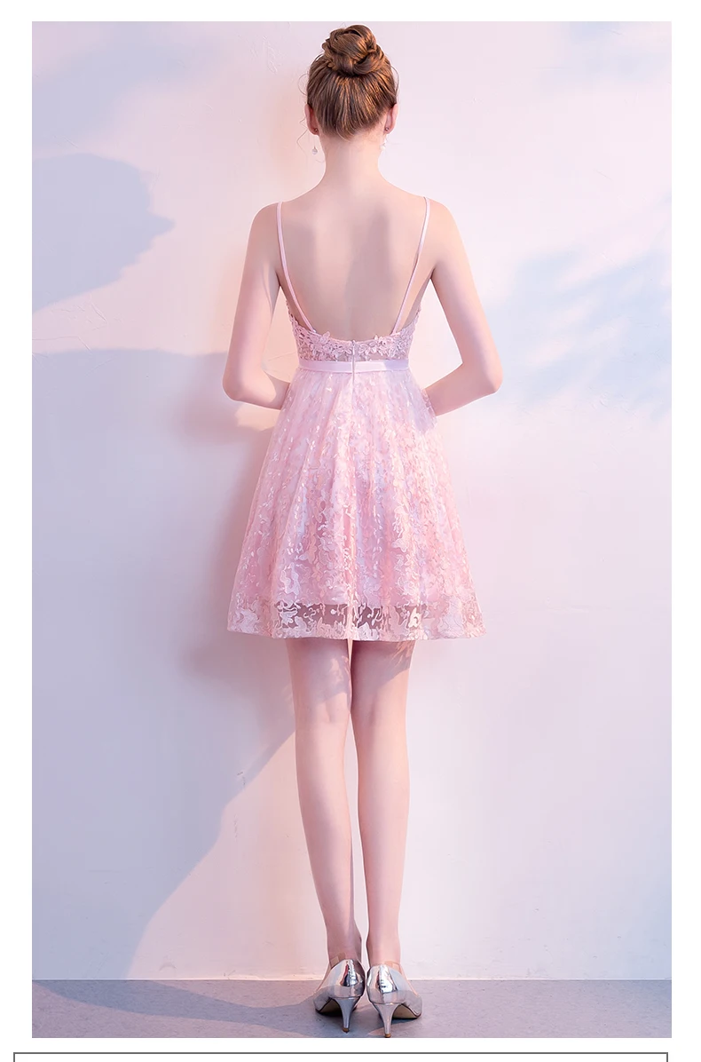 A-Line Короткое платье для выпускного вечера es 2019 модное vestido de festa официальное вечернее платье для женщин Милое розовое кружевное платье для