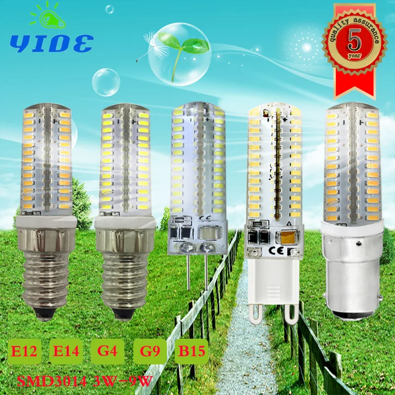 Yioe Высокое качество светодиодные G9 G4 E12 E14 B15 Светодиодная лампа Crystal Light 110 В 220