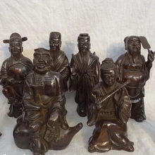 Bi002111 1" Китайский Бронзовый Фэншуй Тыква Восемь Бессмертных 8 Бог Статуя Фигурка Набор