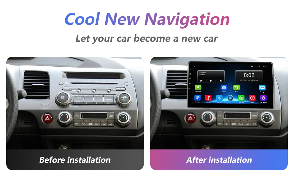 Perfect Vtopek 10" Car Radio for Honda Civic 2005-11 Frame Touch Screen 4G Network WIFI Dedicated connector Rear View Camera Bluetooth 3