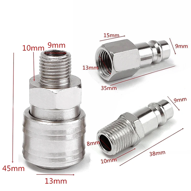 6pcs/set German-style Air Line Hose Compressor Connector Quick Coupler Set 1/4" BSP For Home Tool Accessories