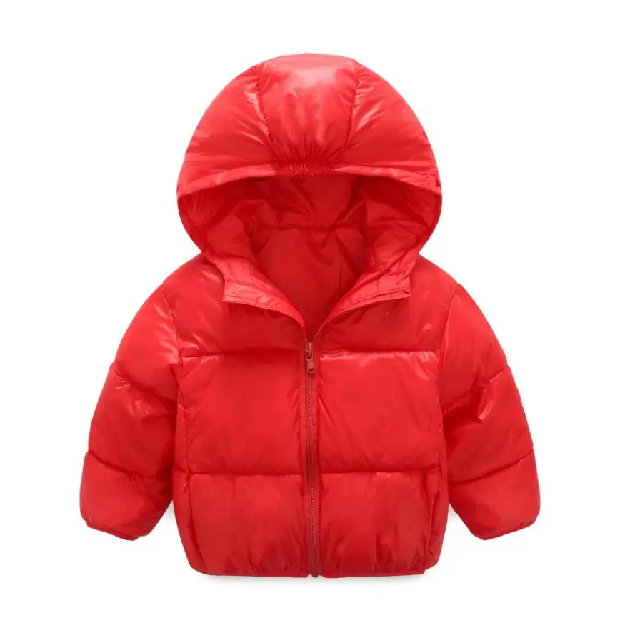 Куртка для маленьких девочек зимняя Рождество для маленьких детей хлопковая верхняя одежда Обувь для девочек Обувь для мальчиков тепло пальто девушка Толстовки верхняя одежда для 1-3 лет - Цвет: Красный