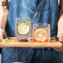 JOUDOO 350 мл прозрачная стеклянная чашка для воды короткая термостойкая бокал для вина es кружка Ins домашний офис для воды чай молоко посуда для напитков чашка 35