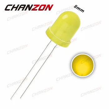 

50pcs 8mm LED Light Yellow Diffused Diode Round DIP 20mA 2V Through Hole Light Emitting Diode LED Lamp Electronics Components
