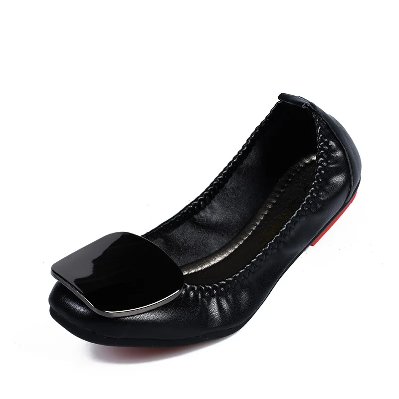 Mocassins Pour Appartements Autumm Chaussures Bout Mode blanc Femmes Métal Noir Solide on Printemps argent Carré Loisirs Microfibre Décoration Slip En Caoutchouc or gwxnqxYBZ
