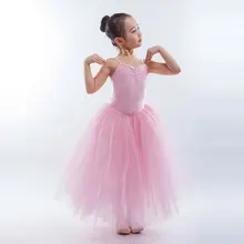 Розовый/Белый Профессиональный Детей Романтический Балетные костюмы танец длинное платье, Обувь для девочек балерина сцены/Конкурс Костюмов