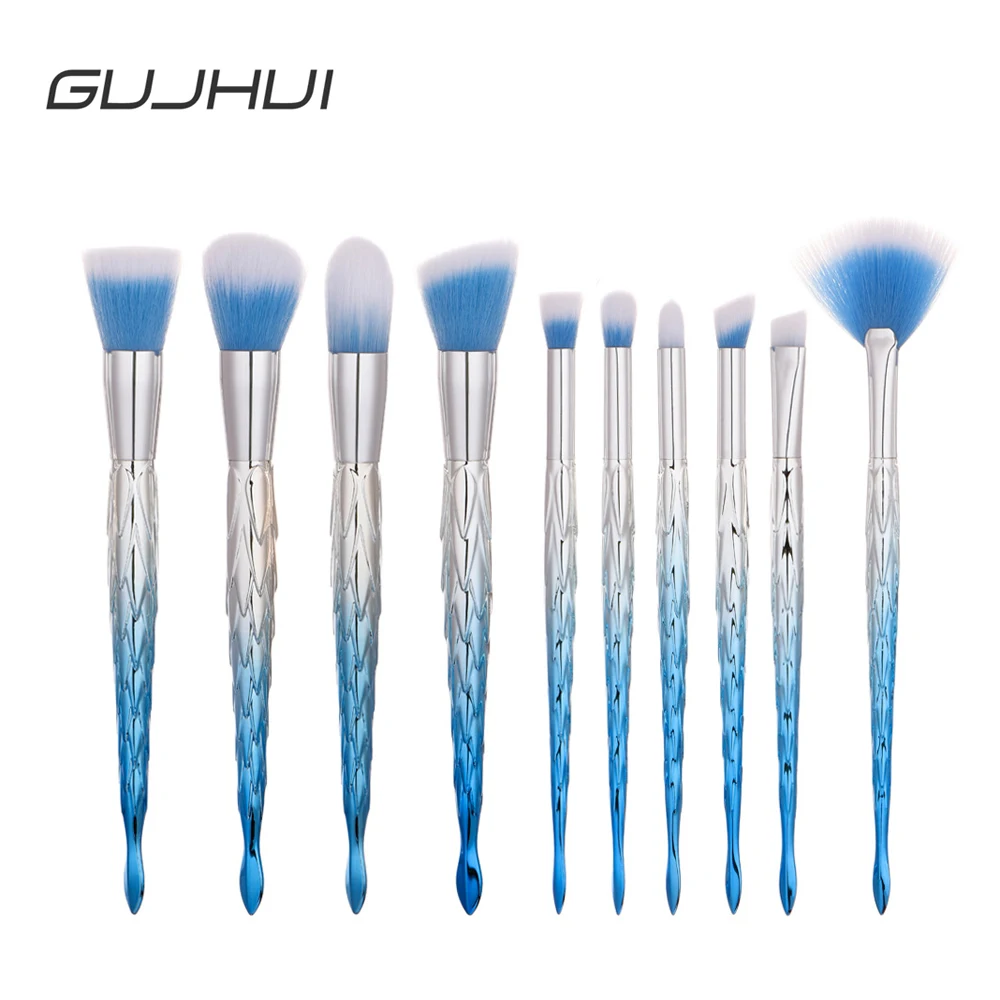 New 10pcs/lots High Quality Plastic Handle Synthetic Hair Makeup Brush