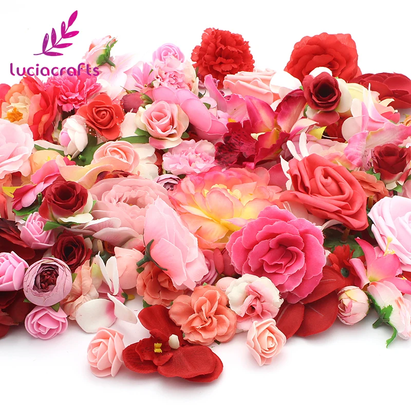 Lucia crafts 50g/lot Random  Artificial Flower Head Wedding Party Home  Decor Supplies A1001