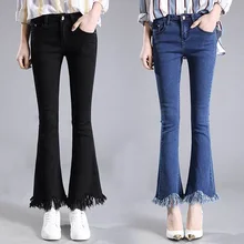 2017 qiyan марка весна осень slim fit середины талии расклешенных flare джинсы стрейч тощий жан брюки джинсовые брюки 26-32